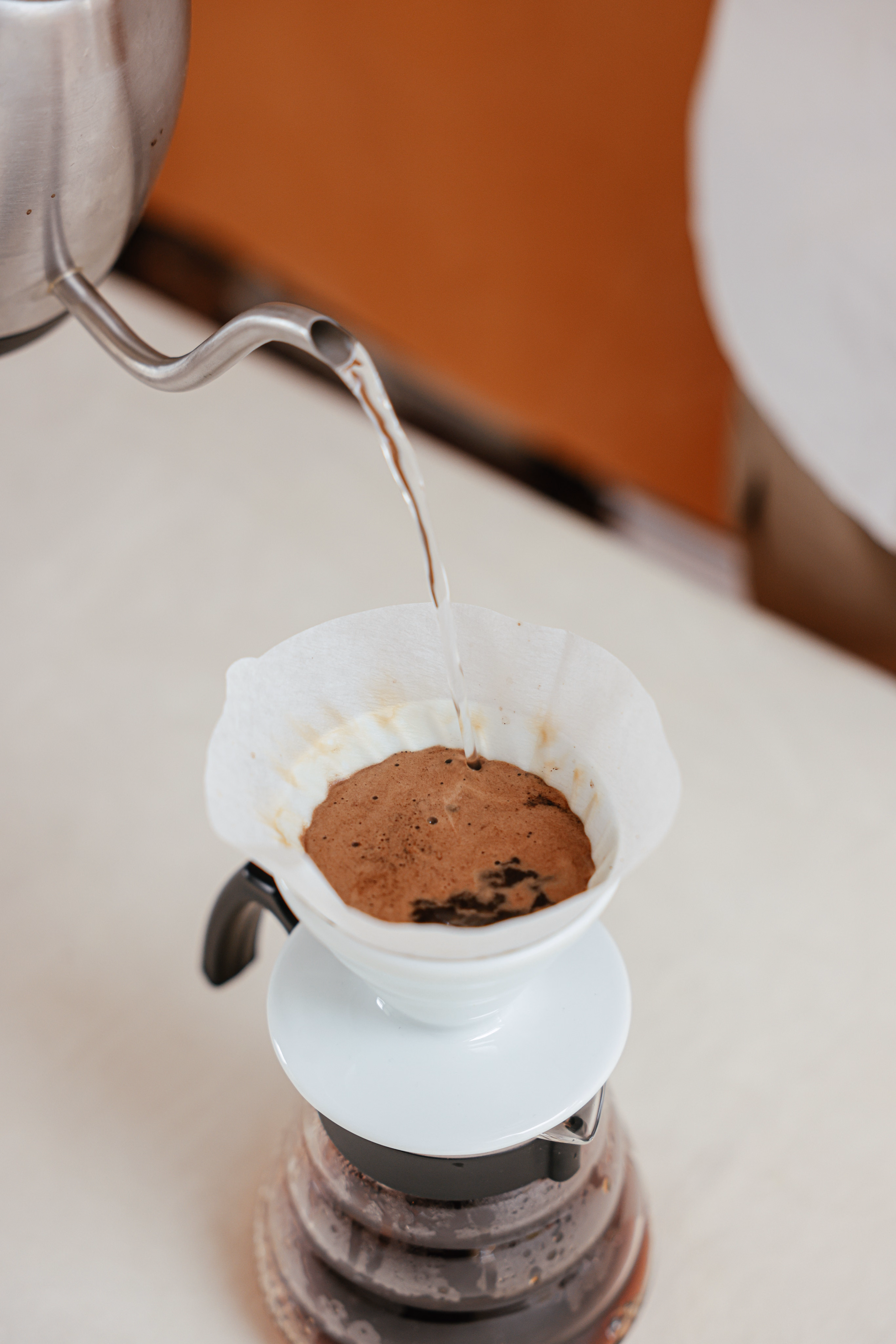 Pour-over coffee brewing, gooseneck kettle
